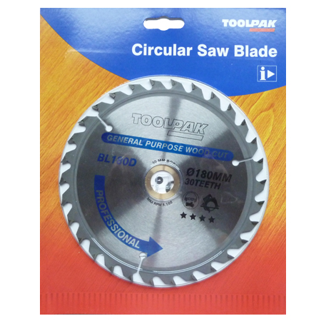 TCT Circular Saw Blade 180mm x 30mm x 30T Professional Toolpak